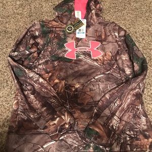 Under armour camo and pink hoodie